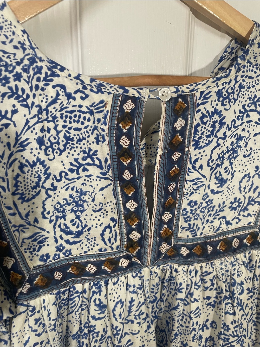 Clara The Label Blouse Shirt Top Size XS XSmall Cotton Ruffle Floral Preppy - Picture 7 of 11
